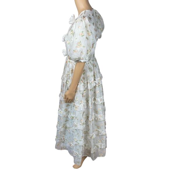 Floral White Midi Dress - Picture 12 of 14